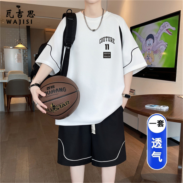 13691332.青少年篮球服短袖套装夏季速干帅气学生潮牌休闲运动透气男子球衣