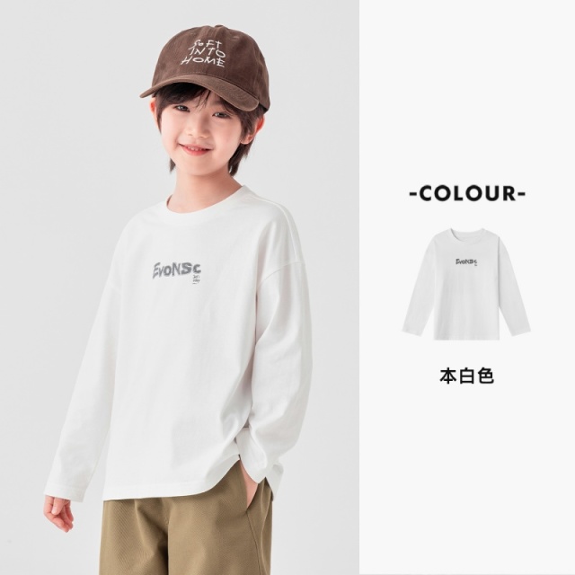 13693967.男童长袖T恤春秋款潮酷字母印花上衣儿童宽松显瘦外出百搭打底衫