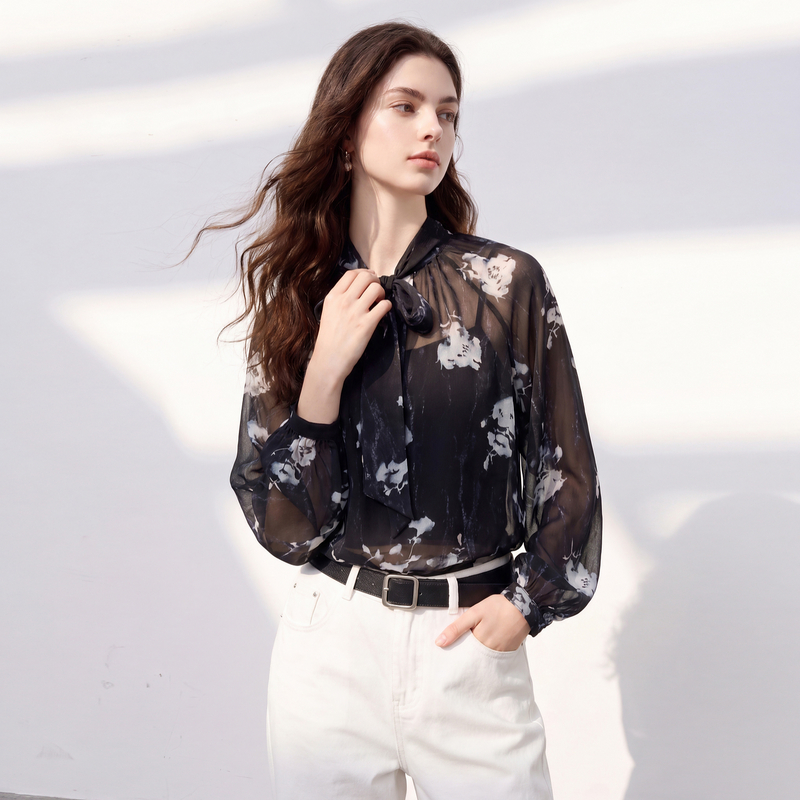 13671533.三彩丽雪leisure2026秋季新款印花雪纺衫长袖宽松上衣吊带女