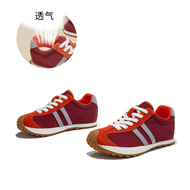 13695541.墨斯本磨砂牛皮真皮垫厚底德训老爹鞋女新款潮流撞色舒适轻便透气运动女式休闲鞋12915