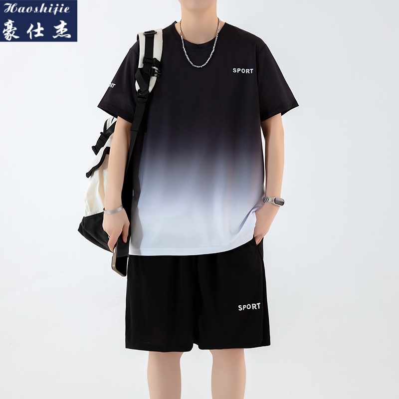 13694192.冰丝夏季爆款青少年速干短袖套装篮球服运动套装