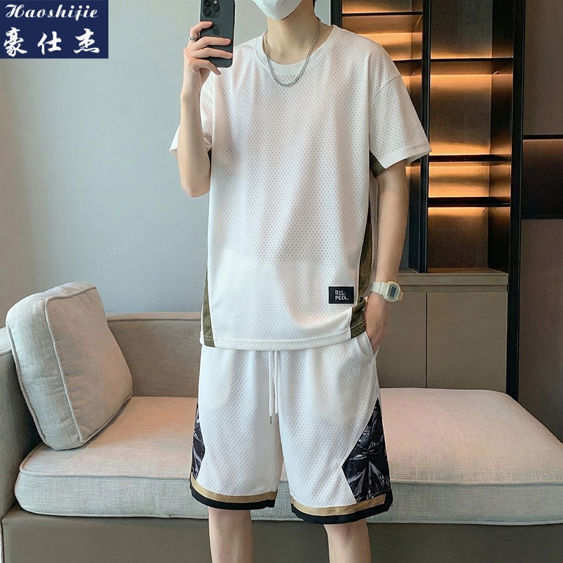 13694188.《轻薄透气》夏季新款篮球服短袖套装男青少年凉爽速干比赛运动服