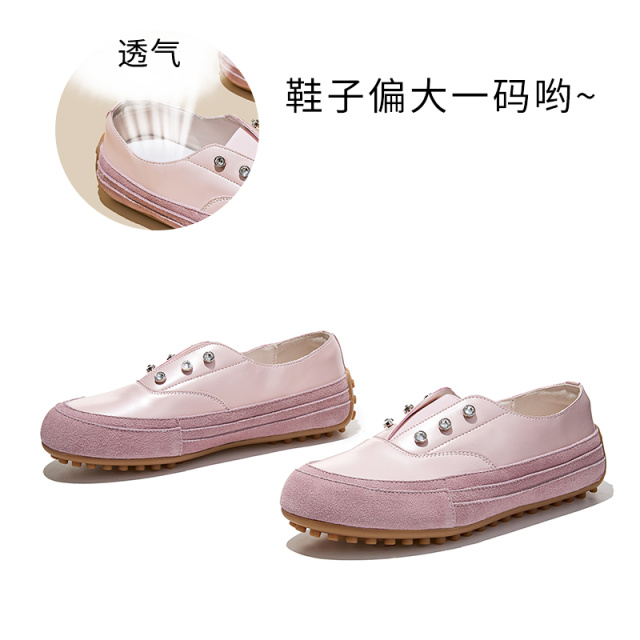 13695547.墨斯本真皮厚底一脚蹬板鞋女新款法式简约时尚猪皮垫舒适轻便百搭女式休闲鞋12955