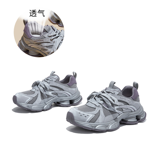 13695552.墨斯本吸膜底真皮垫双鞋带老爹鞋女新款潮流透气舒适户外百搭运动女式休闲鞋12373