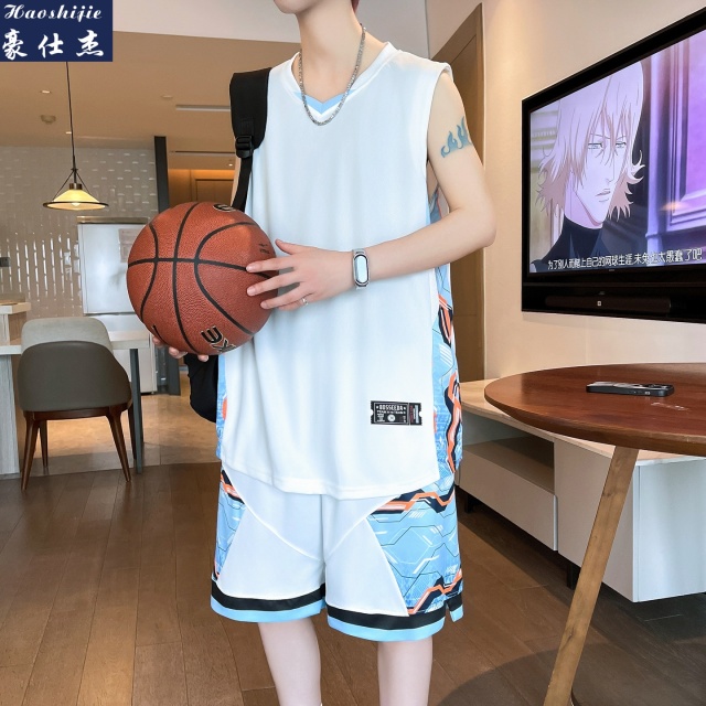 13696187.《休闲潮流》夏季新款篮球服两件套休闲运动背心短裤套装