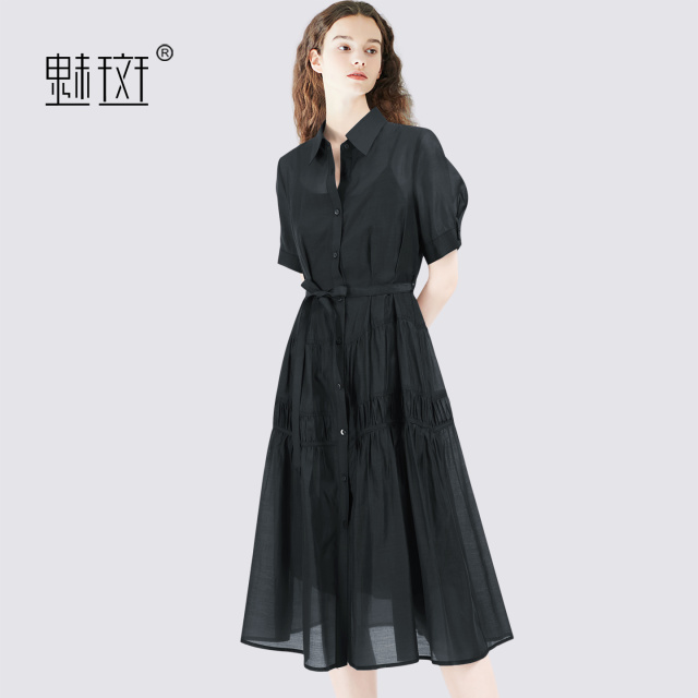 13697178.魅斑衬衫连衣裙裙子