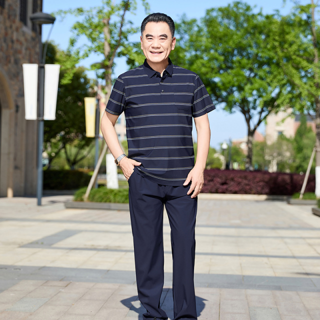 13696706.中老年男士时尚休闲圆领T恤长裤套装26066