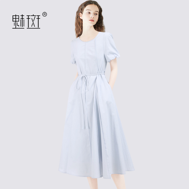 13697165.魅斑短袖修身连衣裙中长裙