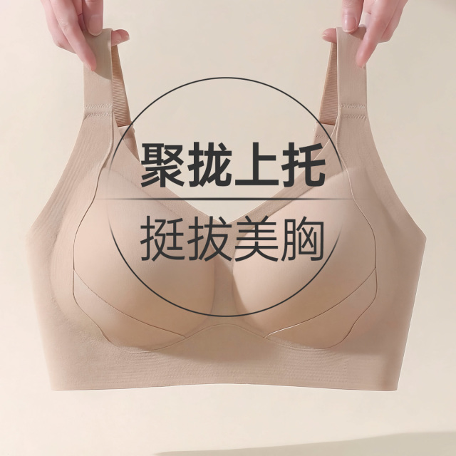 13700221.【双重提拉】婷美无痕粉底液内衣薄款小胸聚拢防下垂收副乳调整型文胸
