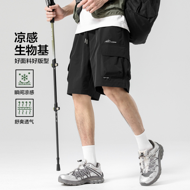 13699340.布衣传说【冰丝凉感】户外工装凉感轻薄五分裤大口袋直筒男式休闲短裤