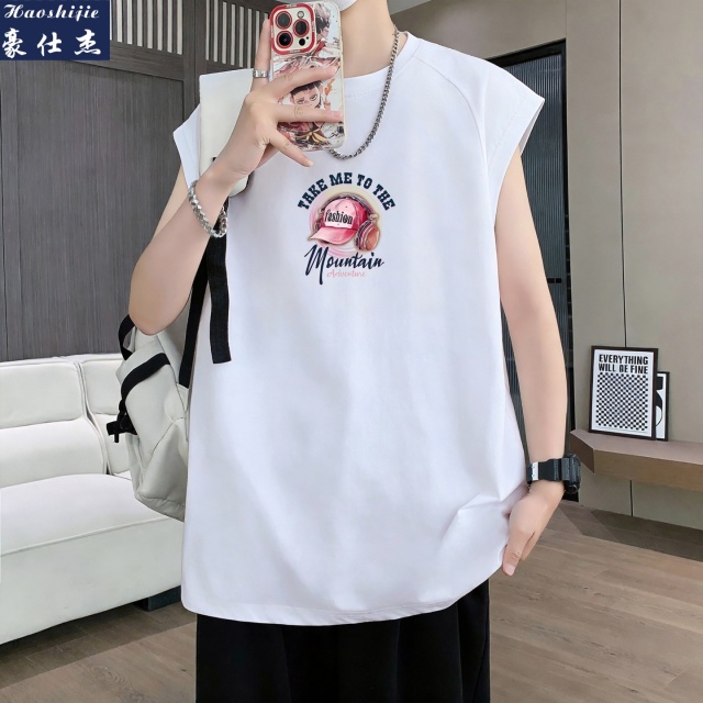 13700494.《百搭潮流》夏季青少年新款宽松休闲纯棉无袖T恤