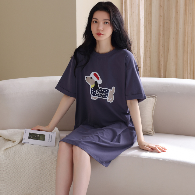 13700513.猫人纯棉女士睡衣女夏季薄款短袖睡裙高级感可外穿家居服