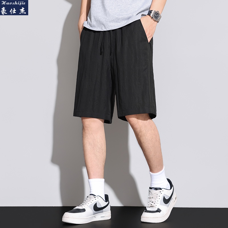 13703484.《百搭潮流》夏季新款冰丝亚麻凉感男士百搭宽松五分裤