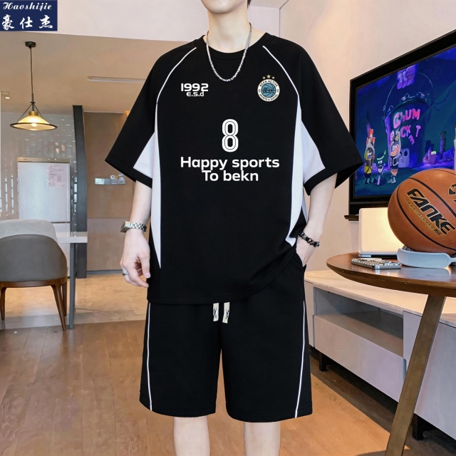 13703483.《时髦百搭》夏季青少年新款百搭休闲舒适透气短袖套装