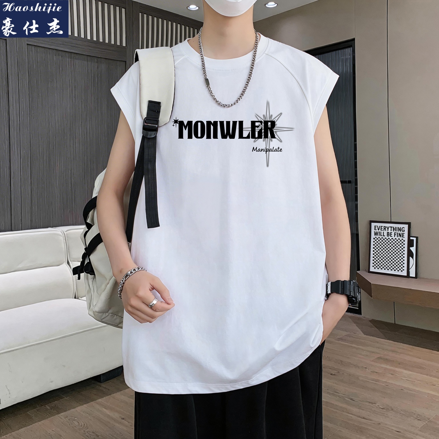 13703938.《舒适透气》夏季青少年新款舒适透气宽松纯棉无袖T恤