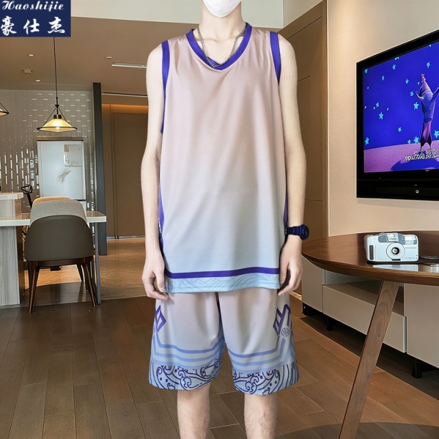13716430.《时髦透气》夏季青少年篮球服套装运动休闲速干透气训练服