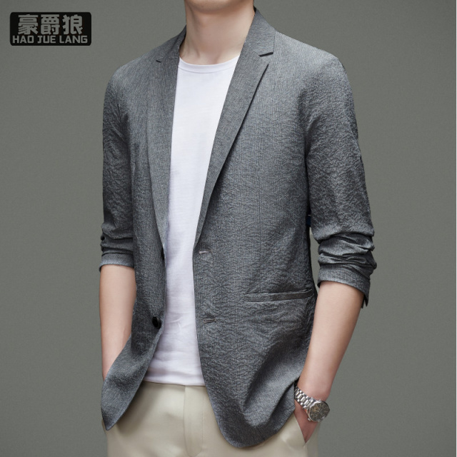 13703988.高端休闲西服男商务西装中年男士春装外套春秋季薄款上衣小西服