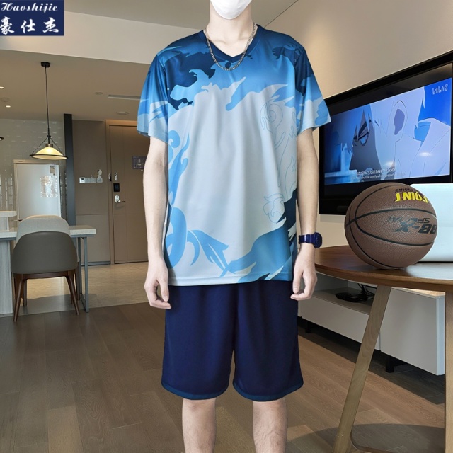 13716434.《速干舒适》夏季青少年篮球服套装运动休闲比赛训练服
