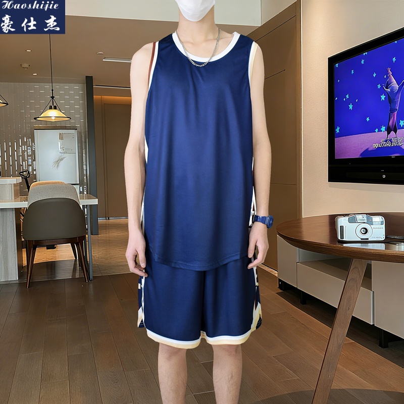 13716435.《凉爽透气》夏季美式青少年篮球服套装男女休闲运动两件套