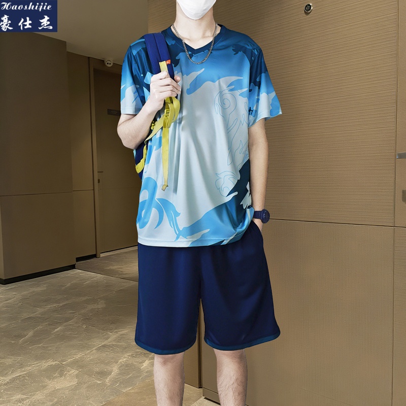 13716434.《速干舒适》夏季青少年篮球服套装运动休闲比赛训练服