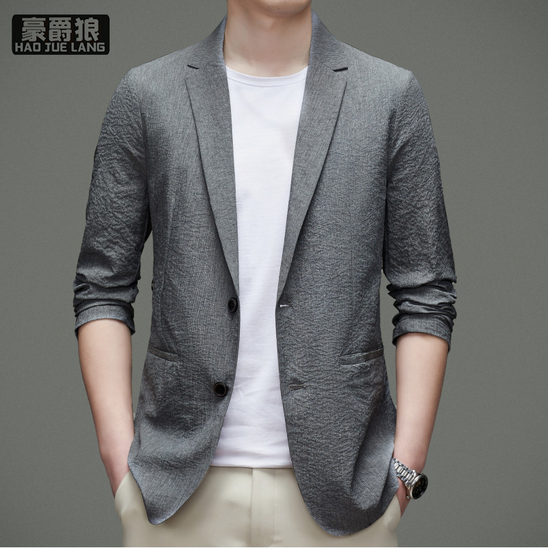 13703988.高端休闲西服男商务西装中年男士春装外套春秋季薄款上衣小西服