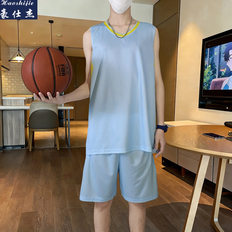 13716432.《简约休闲》夏季青少年篮球服套装冰丝速干透气运动休闲球衣