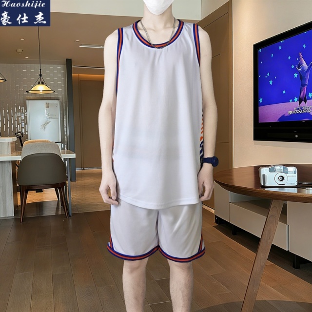 13716429.《清凉潮流》夏季青少年篮球服套装无袖休闲运动装训练服