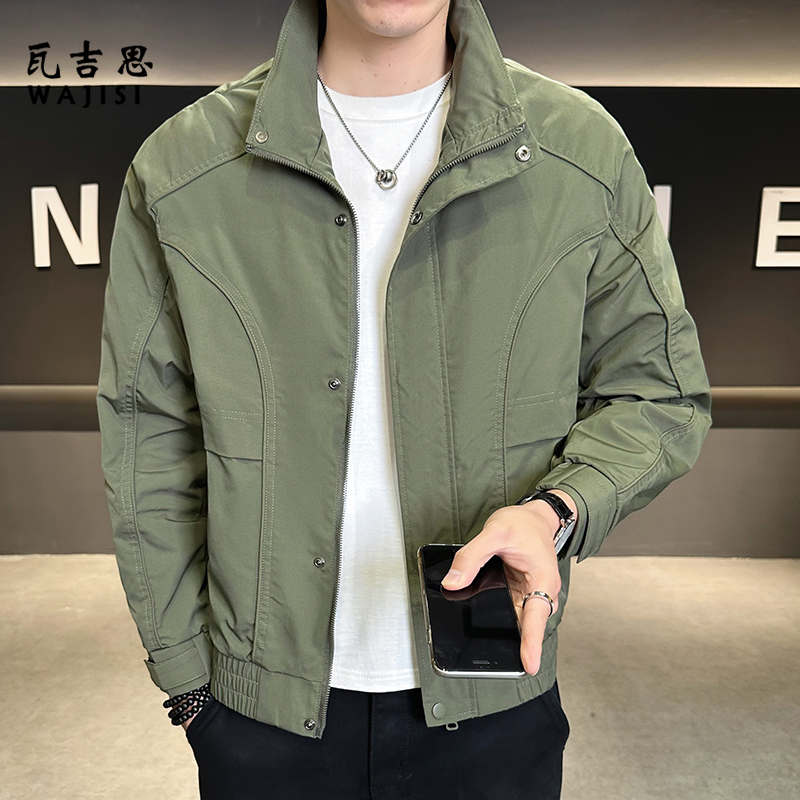 13704066.春秋款男士立领夹克新款韩版百搭工装外套潮流爆款底特律男装