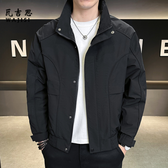 13704066.春秋款男士立领夹克新款韩版百搭工装外套潮流爆款底特律男装