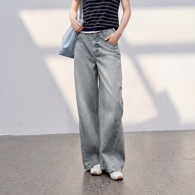 13716658.三彩丽雪leisure2026秋季新款通勤弯刀裤牛仔裤宽松长裤女