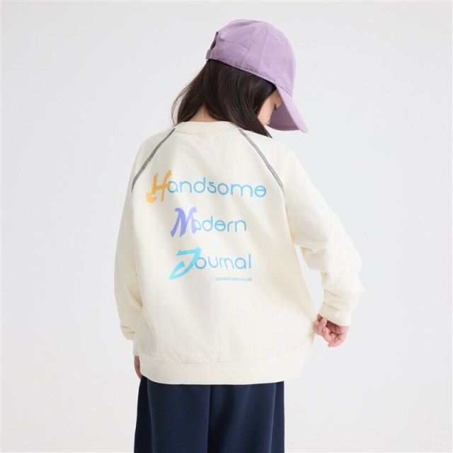 13728239.【100%棉】海妈家女童多巴胺纯棉卫衣2026秋款中大童印花圆领上衣打底衫