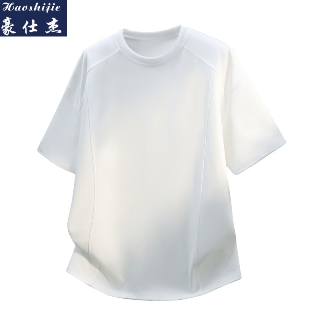 13719748.《百搭潮流》夏季新款纯色短袖T恤夏季美式男生T恤领上衣