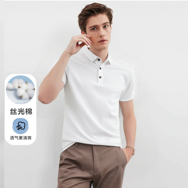 13720197.丝光棉+透气舒适夏季经典平纹短袖体恤polo衫男
