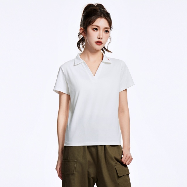 13719930.it ccaabb夏季正肩POLO短袖简约休闲V领T恤上衣女
