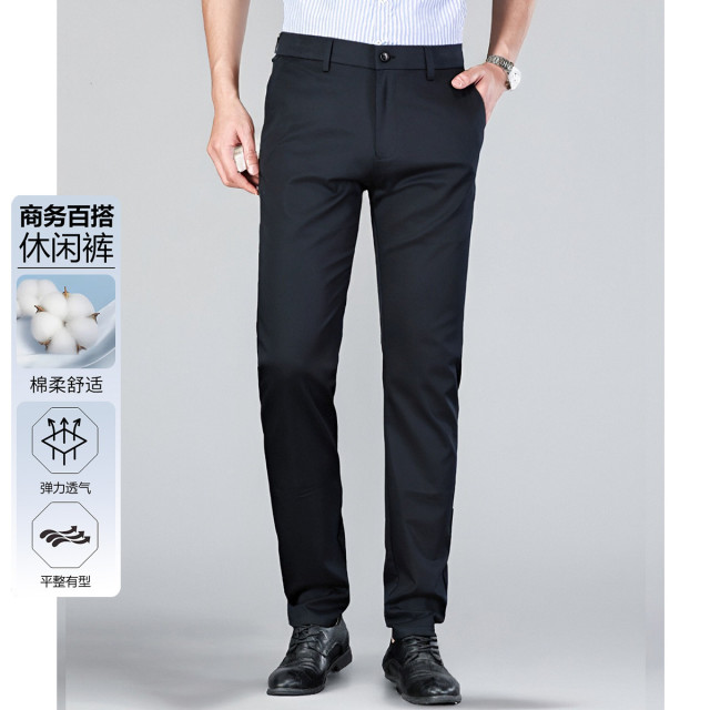 13720189.经典棉纺合体裤夏季轻薄弹力舒适百搭休闲裤男