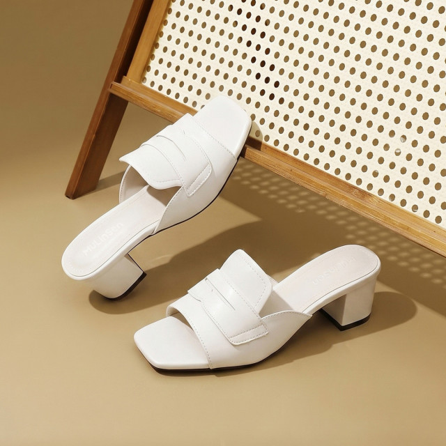 13719985.26夏季女鞋粗跟高跟凉拖鞋女大气简约时装拖鞋女外穿女士拖鞋女鞋