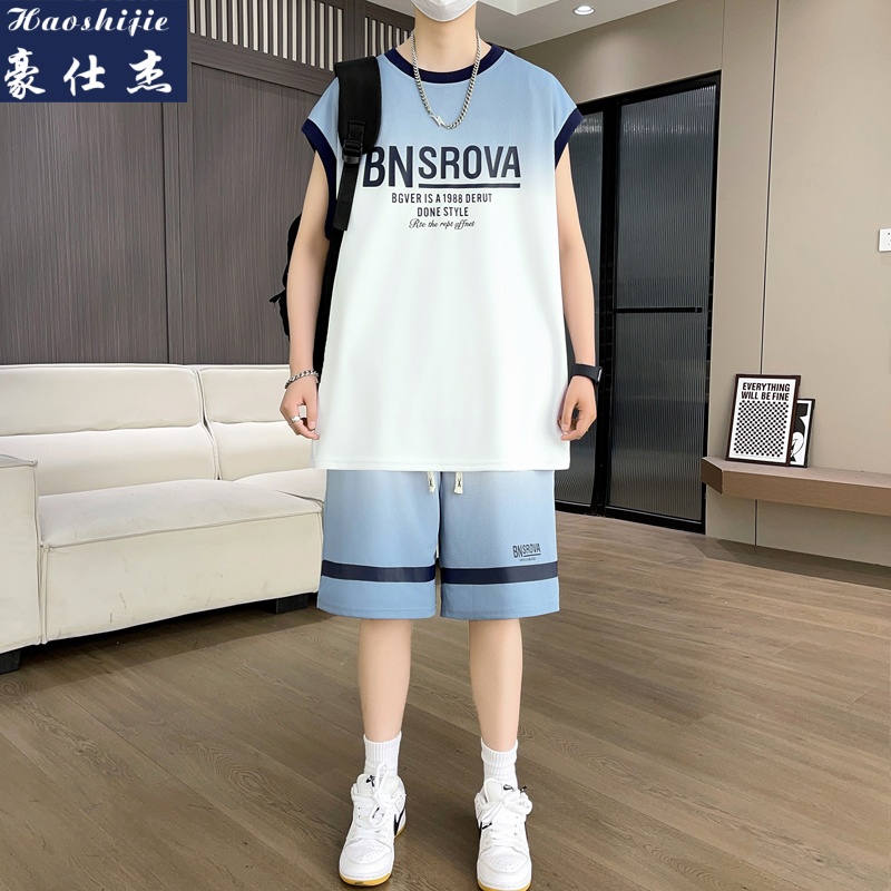 13719754.《潮流舒适》夏季新款百搭潮流时尚青少年运动休闲套装