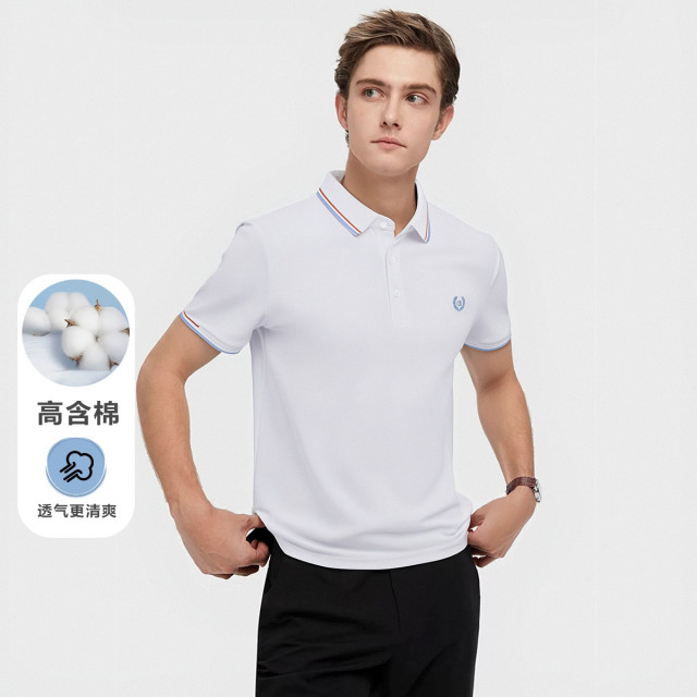 13720198.珠地棉&清爽百搭夏季休闲撞色短袖体恤polo衫男