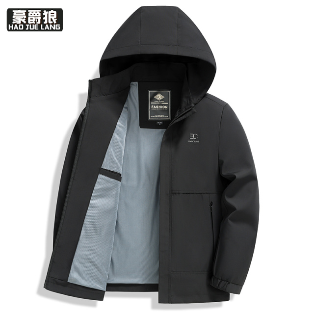 13722752.【可拆卸帽】男士纯色工装夹克舒适秋季新款户外通勤必备外套