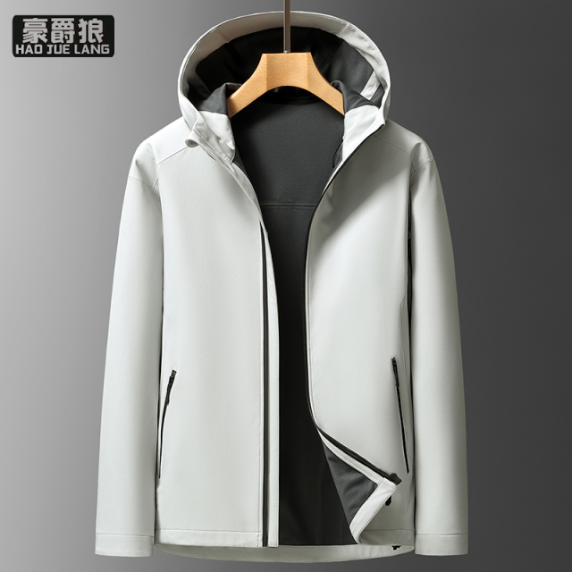 13722845.连帽软壳夹克男春秋薄款户外登山服男士运动休闲时尚防风防水外套