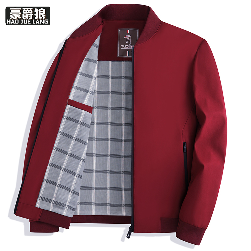 13722837.男士春秋季棒球夹克新款休闲商务中年宽松外套中年春装上衣