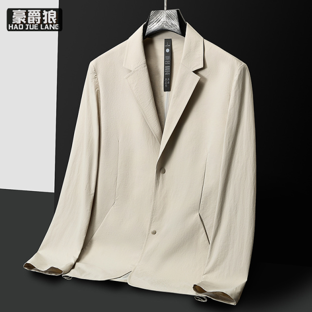 13722823.男士无里便西春夏款轻薄透气轻奢中年休闲防晒西服上衣外套男