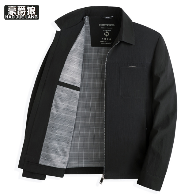 13722830.新款夹克中年商务休闲春秋翻领百搭舒适高端轻奢茄克上衣外套