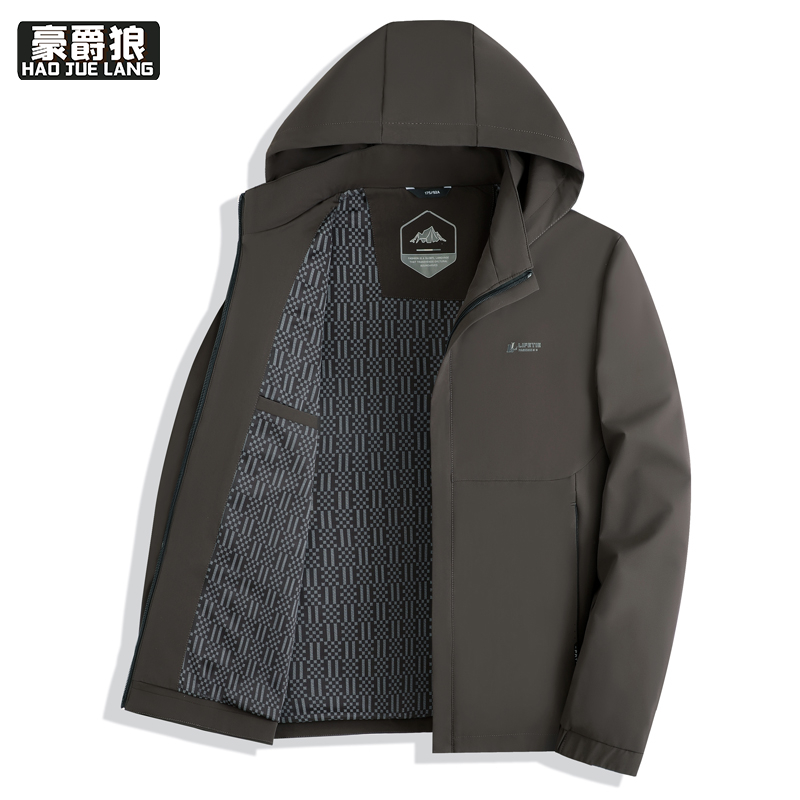 13722767.爸爸装春秋款连帽可拆夹克衫中年男士秋季商务休闲百搭外套