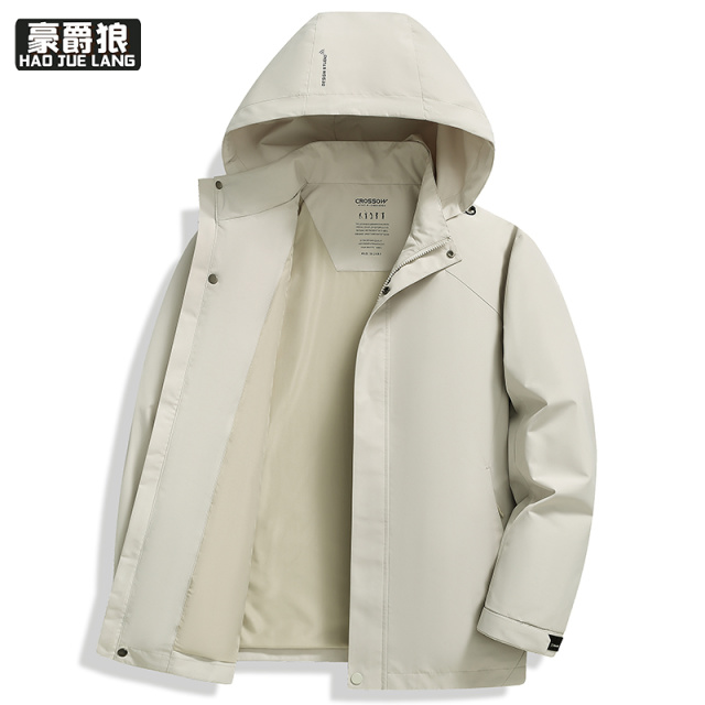 13722788.春秋男士夹克外套新款时尚户外潮流休闲防风抗皱可拆卸帽夹克上衣