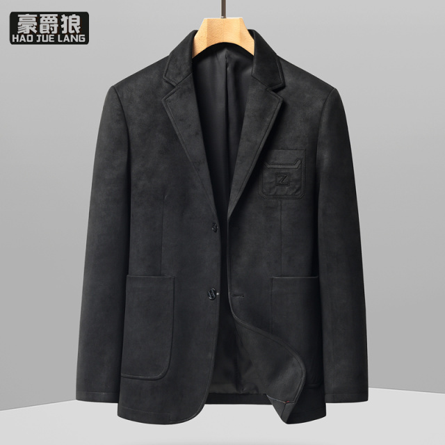 13722772.休闲单西通勤男士西装外套针织提花纹理修身抗皱免烫商务正装