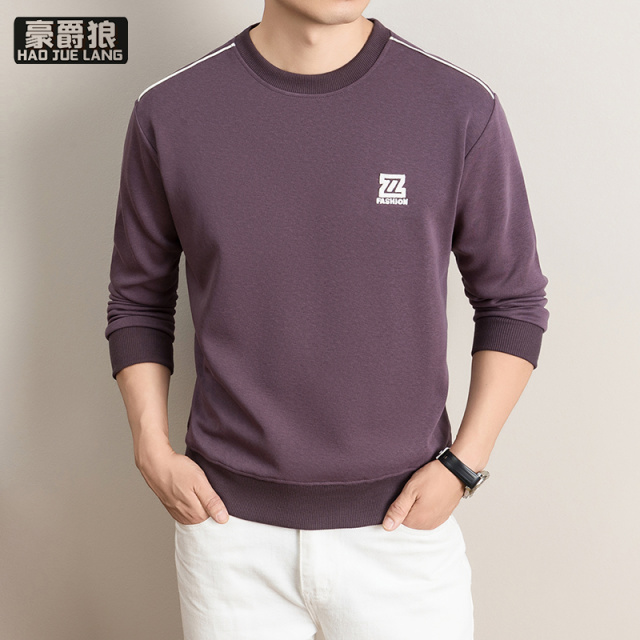 13722881.圆领卫衣男春秋季新款潮牌高级薄款长袖t恤男装秋衣打底衫
