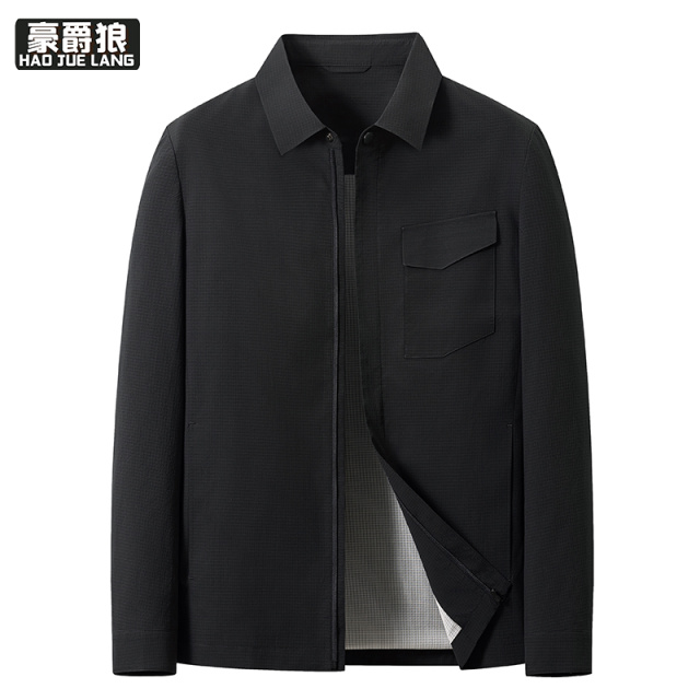13722807.男式夹克春夏商务休闲青年轻薄便携工装拉链版通勤百搭外套潮