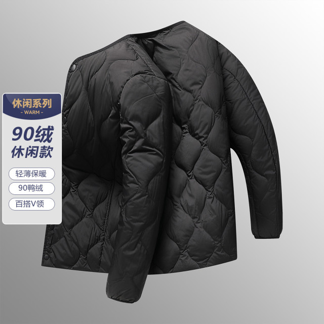 13725509.轻便羽绒背心秋冬保暖百搭V领羽绒服男