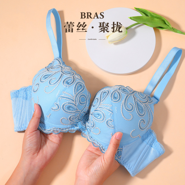 13727426.【小胸显大】3/4区别杯内衣性感蕾丝美背上托聚拢文胸
